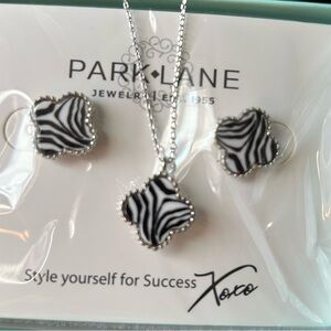 Park Lane Silver and Black Zebra Necklace Set